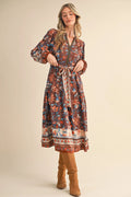 Floral Border Midi Dress
