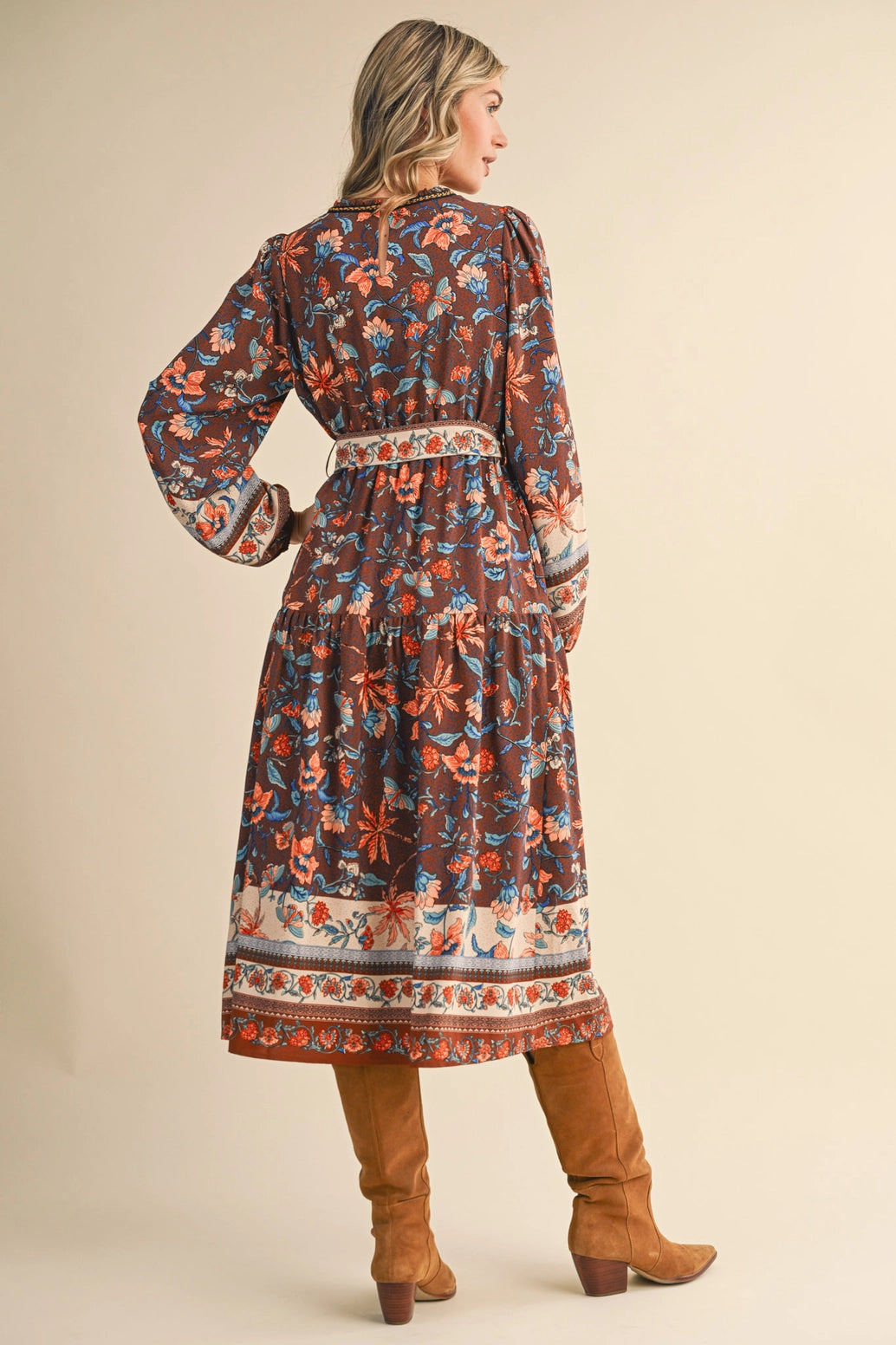 Floral Border Midi Dress