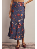 Floral Satin Midi Skirt