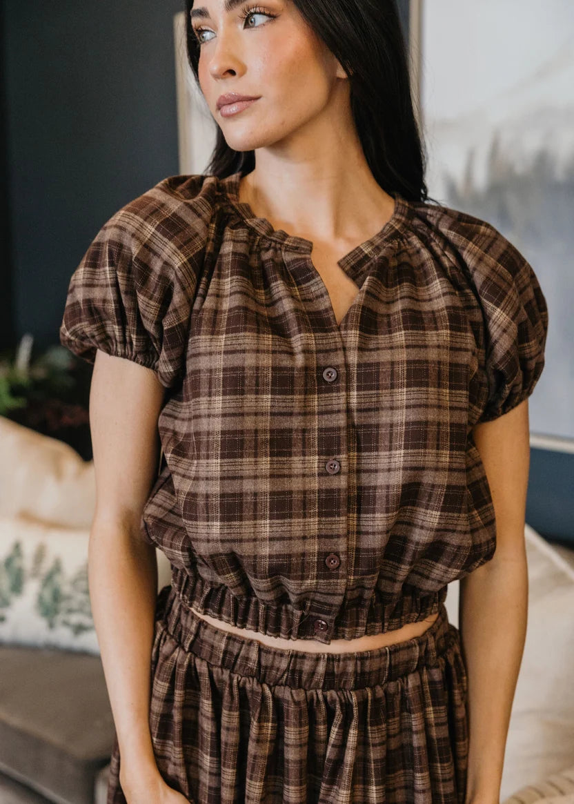 Gathered Hem Top in Winter Hearth