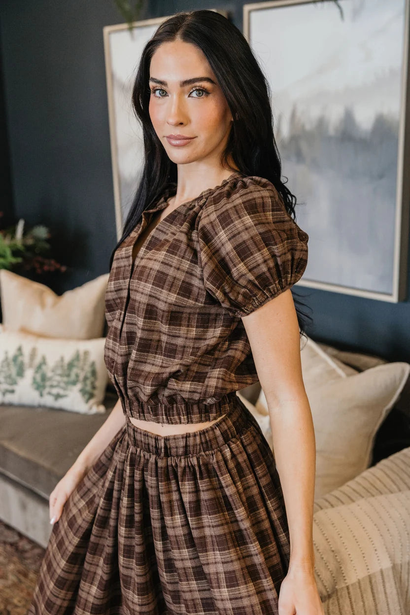 Gathered Hem Top in Winter Hearth
