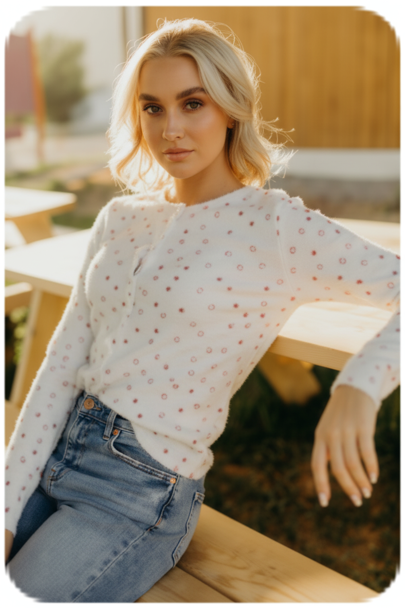 Pointelle Bow Cardigan
