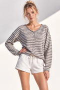 Gray Striped Cardigan