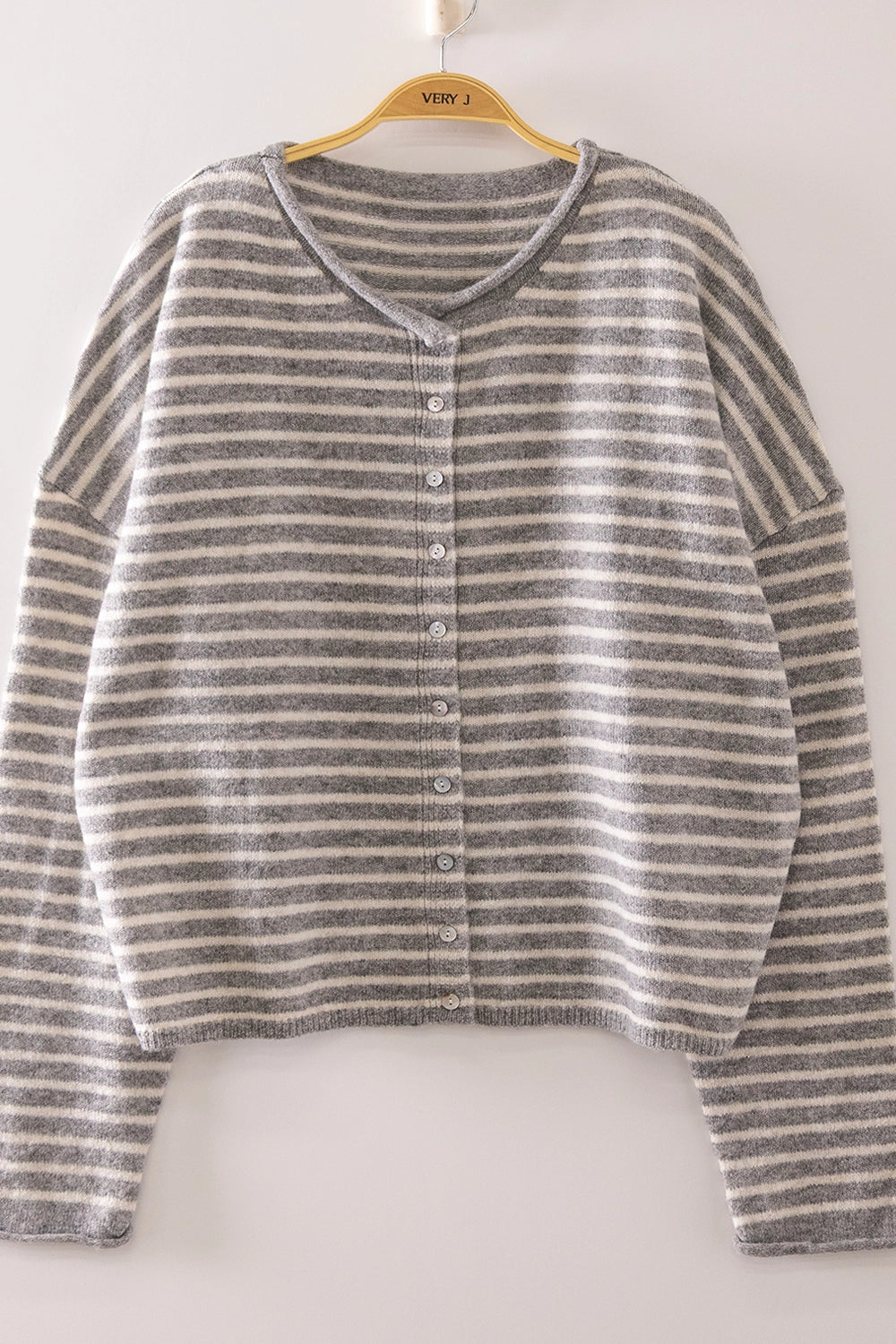 Gray Striped Cardigan