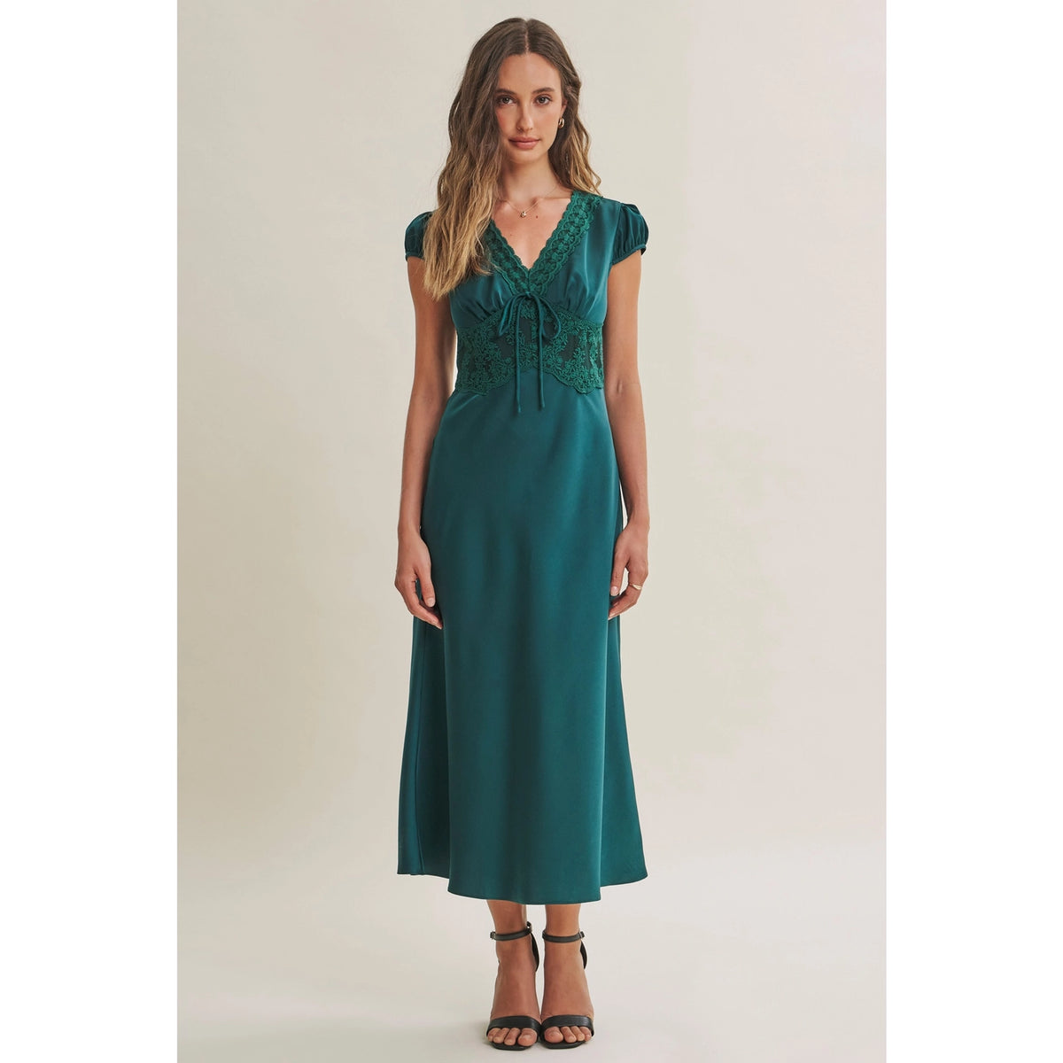 Graceful Satin Lace Dress