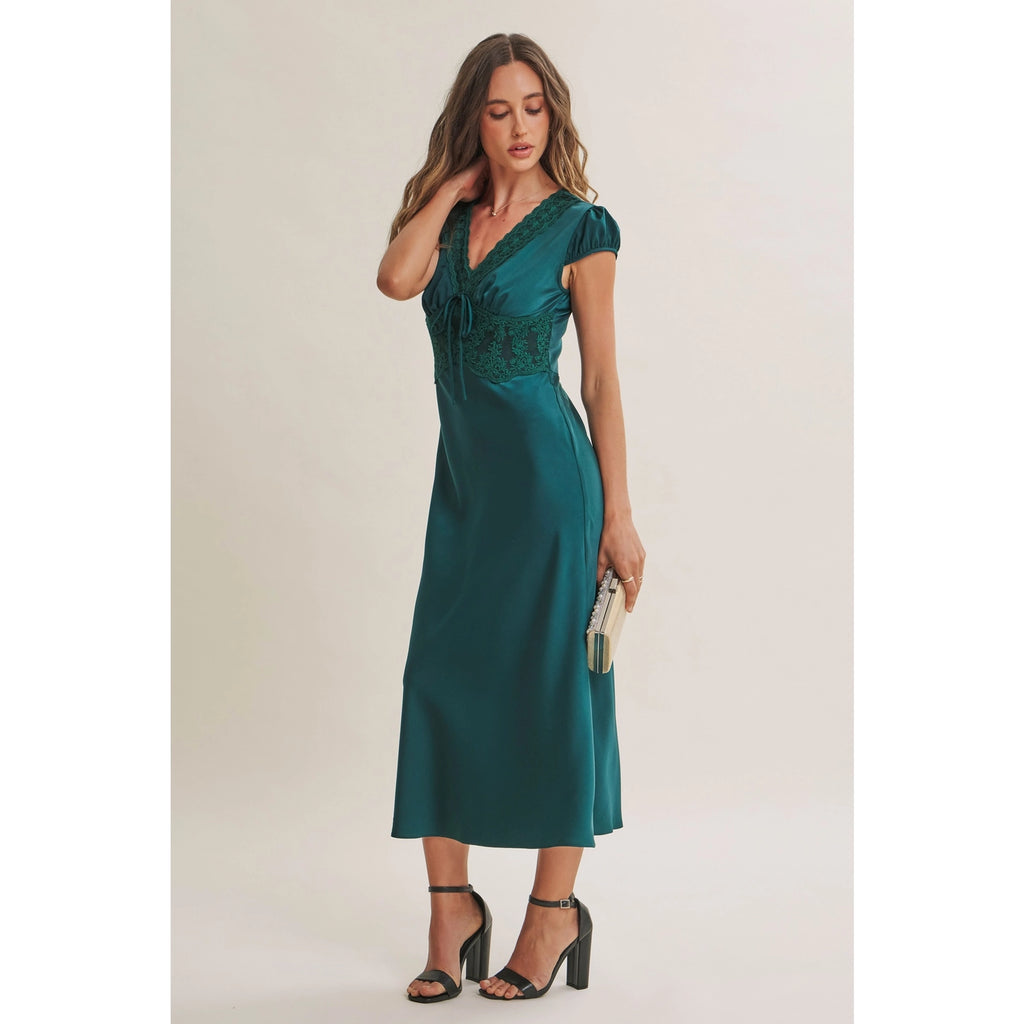 Graceful Satin Lace Dress