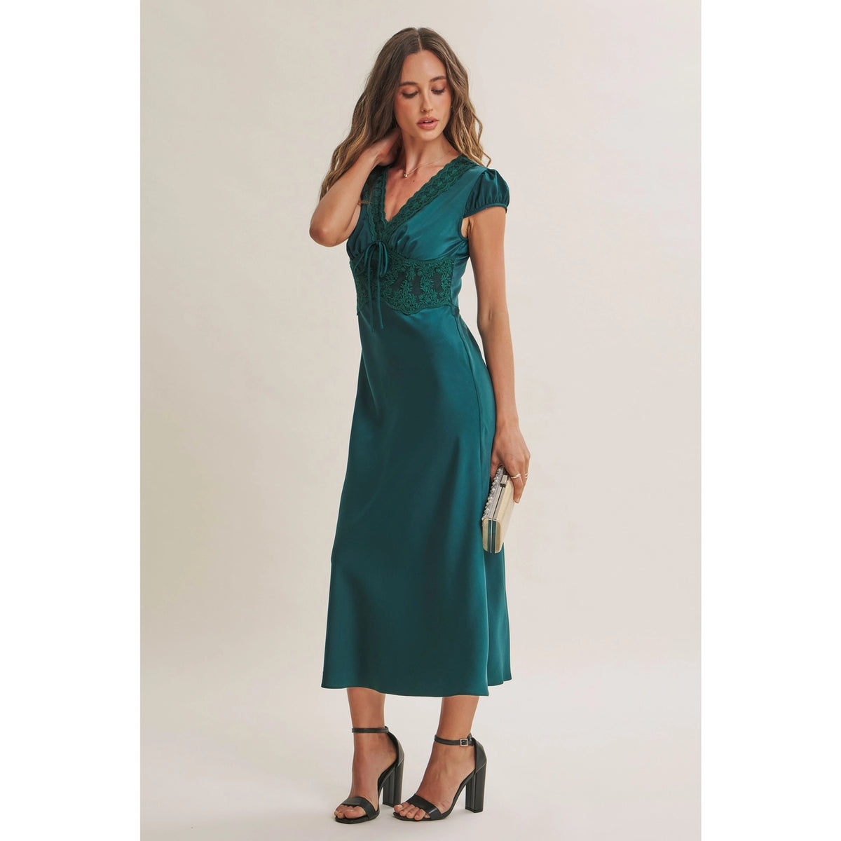 Graceful Satin Lace Dress