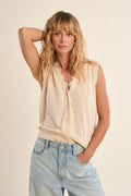 Off White Sleeveless Cardi