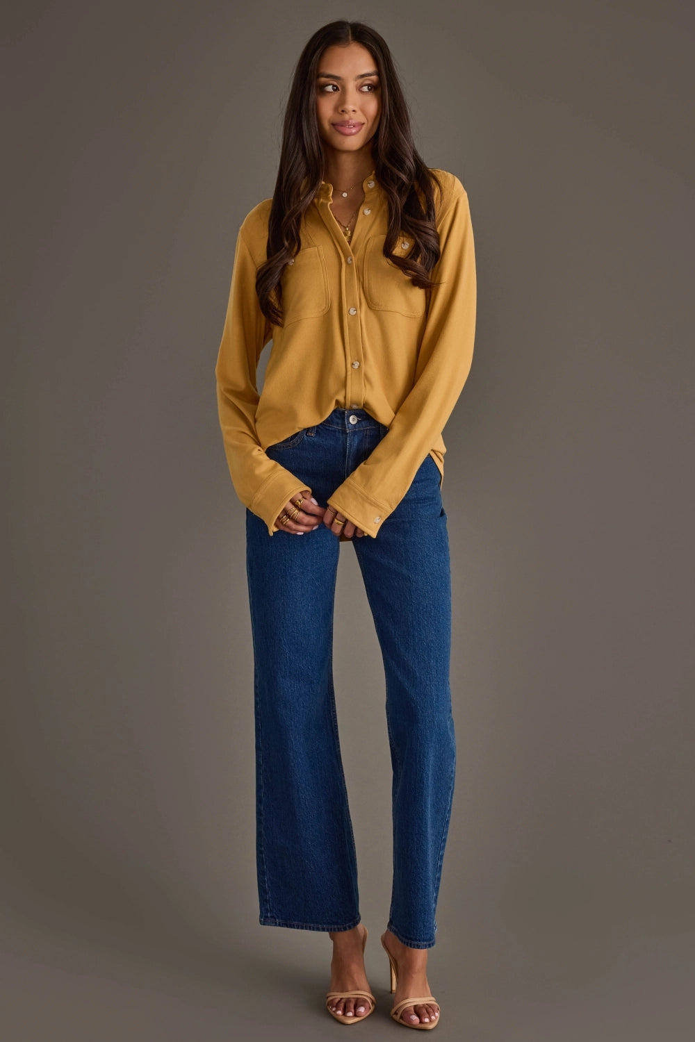 Super Soft Button Down Mustard