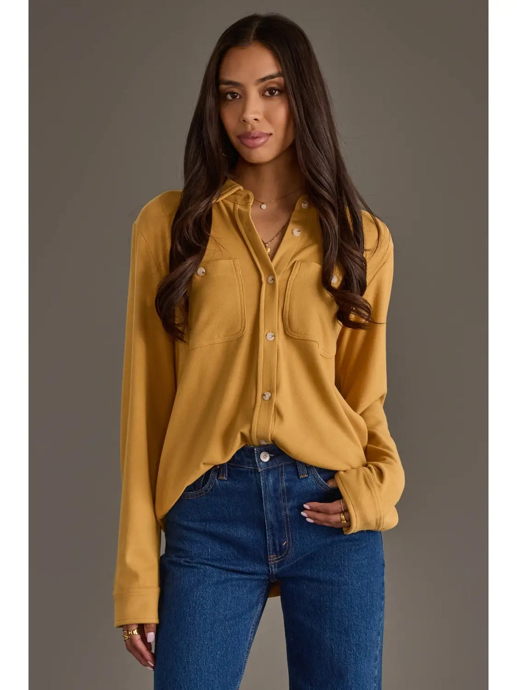 Super Soft Button Down Mustard