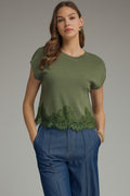 Olive Lace Detail Top