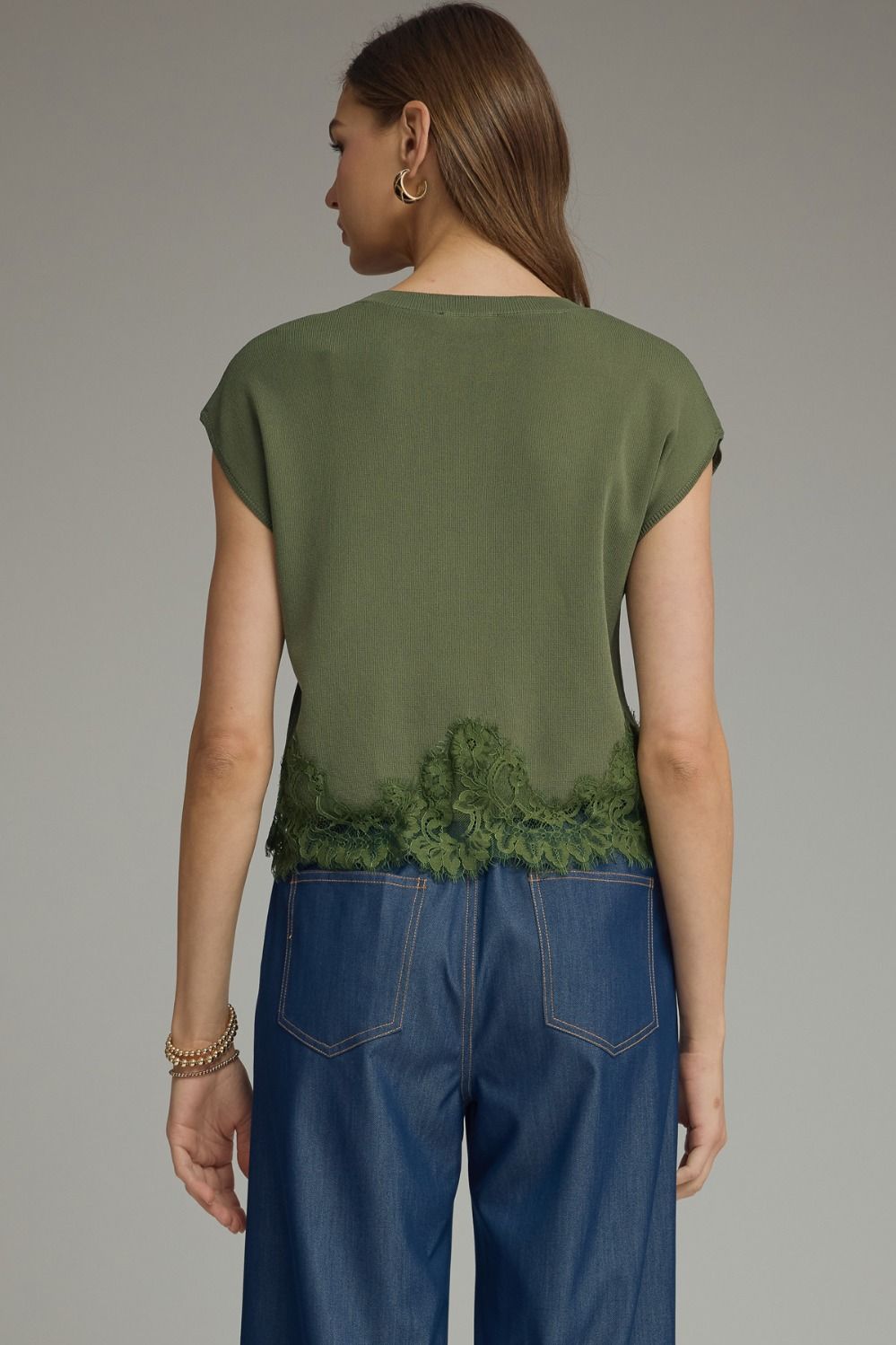 Olive Lace Detail Top