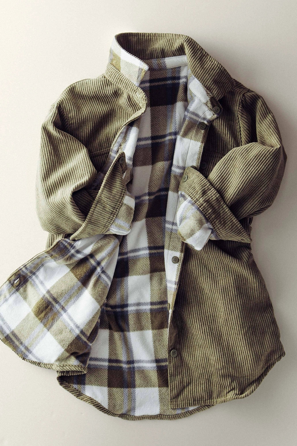Corduroy Reversible Shacket Olive