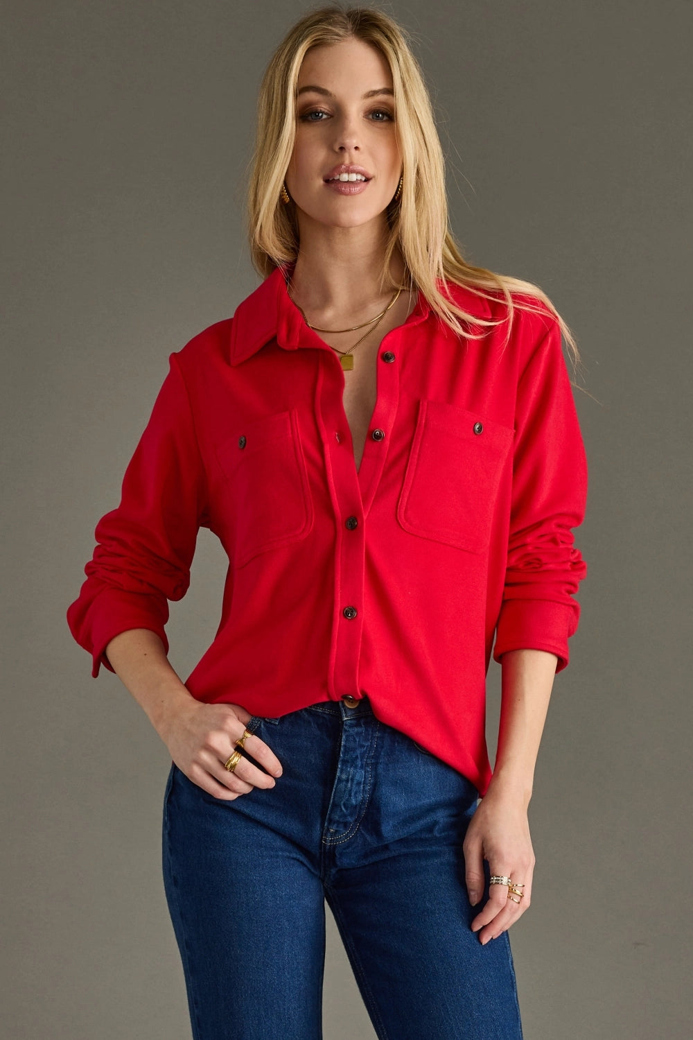 Red Super Soft Button Up