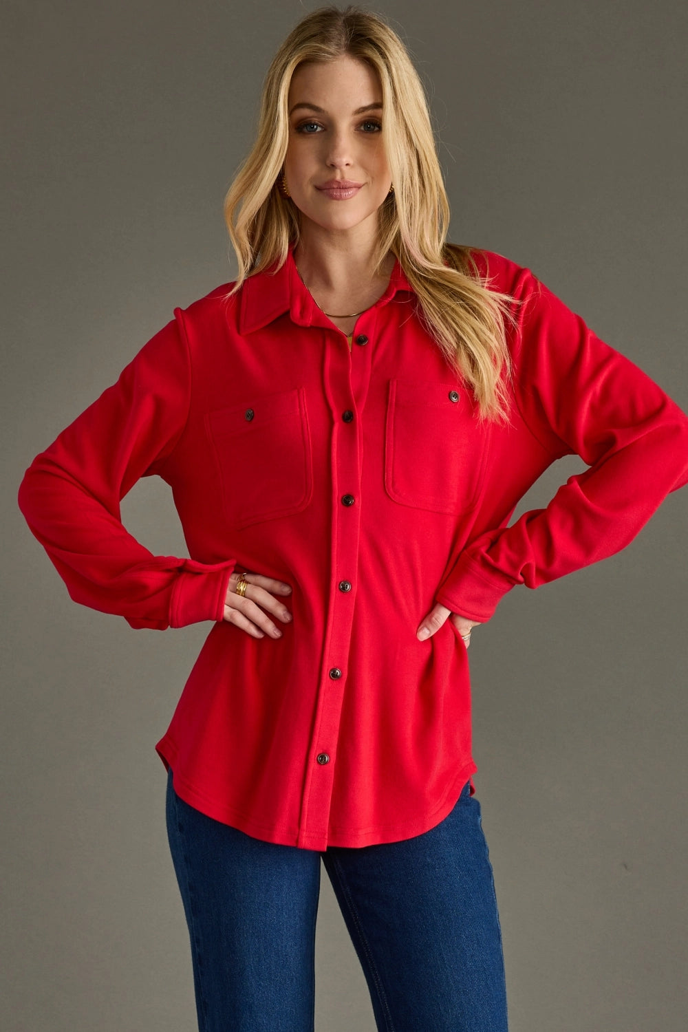 Red Super Soft Button Up