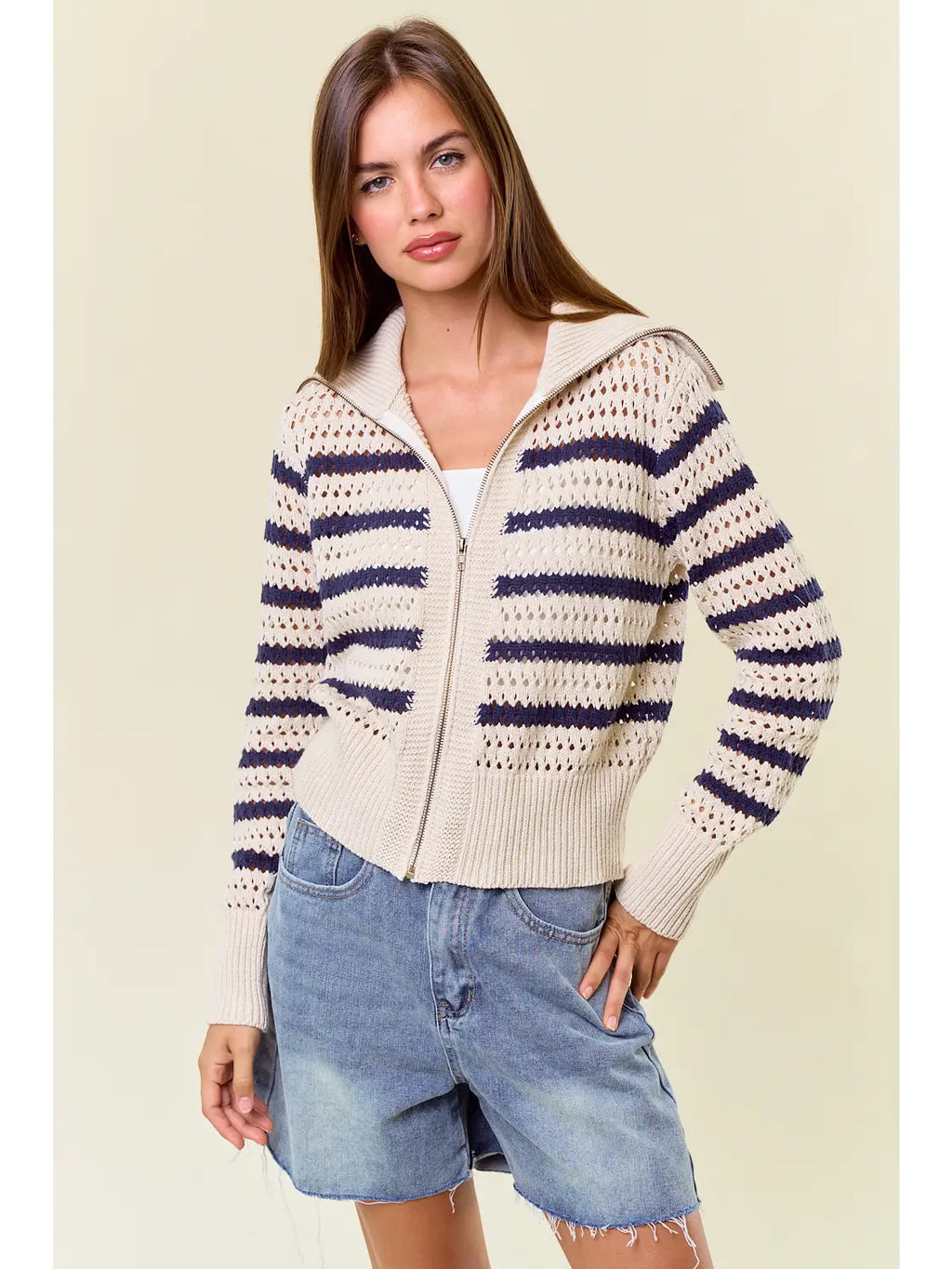Striped Sweater Jacket