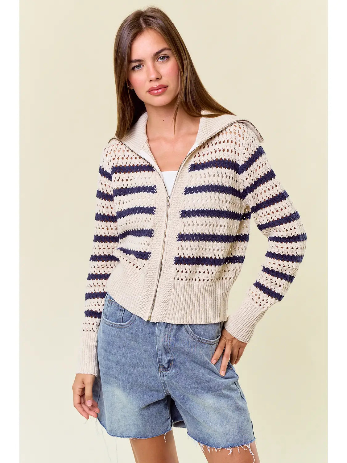 Striped Sweater Jacket