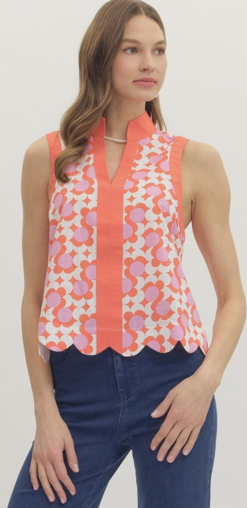 Coral Scalloped Top