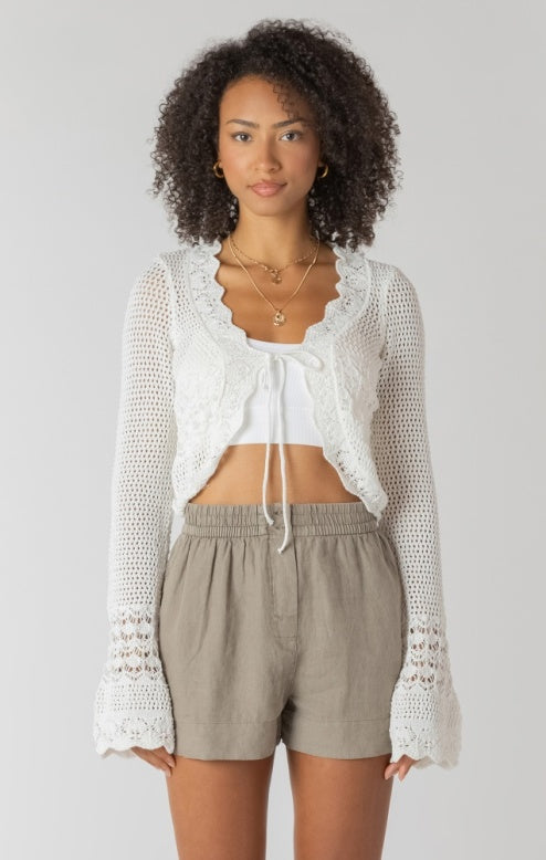 Tie Front Crochet Cardi