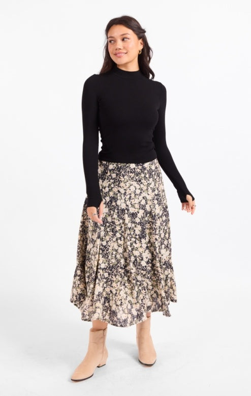 Painted Fields Midi Skirt