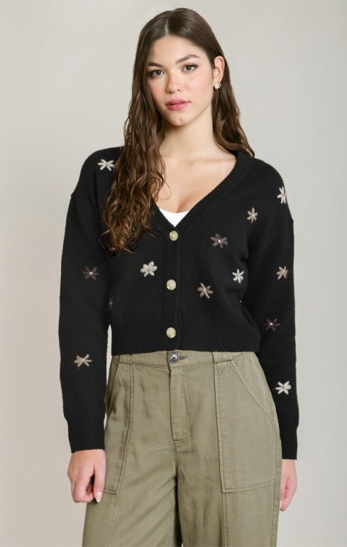 Black Flowers Cardi