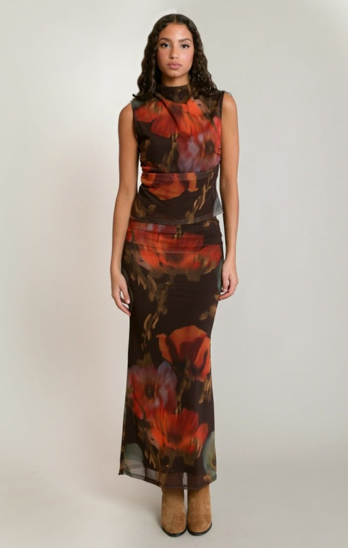 Mesh Floral Skirt
