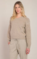 Soft Oatmeal Flower Sweater