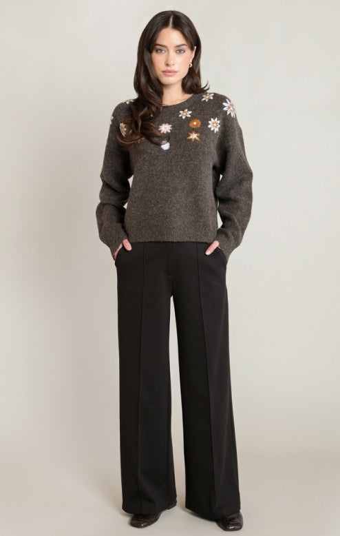 Embroidered Flower Sweater