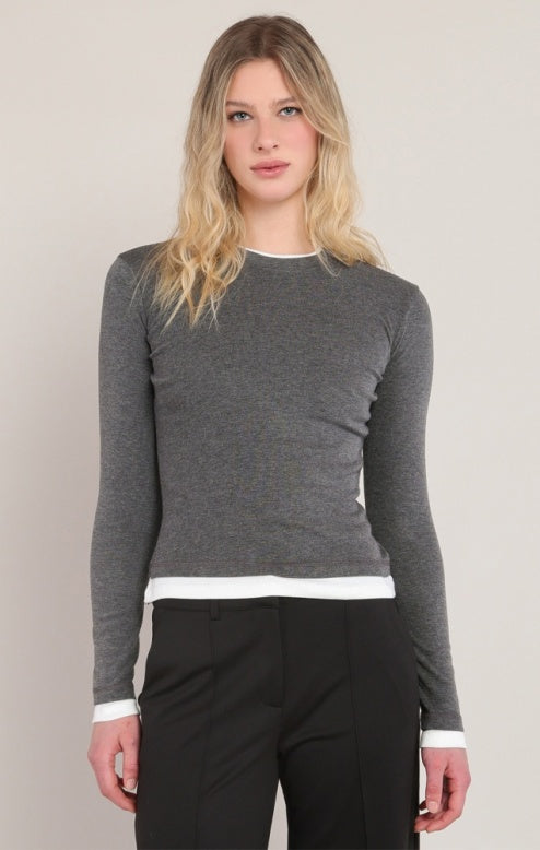 Charcoal Heather Layered Top