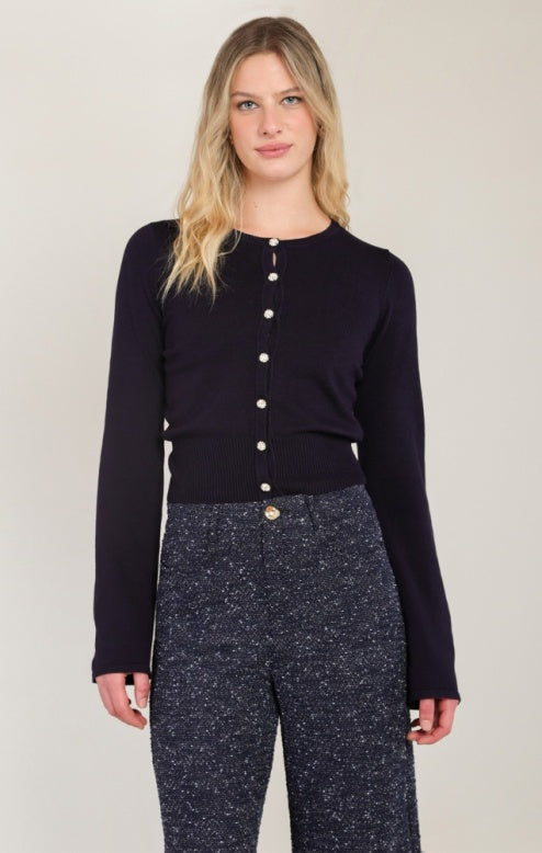 Navy Crewneck Cardi
